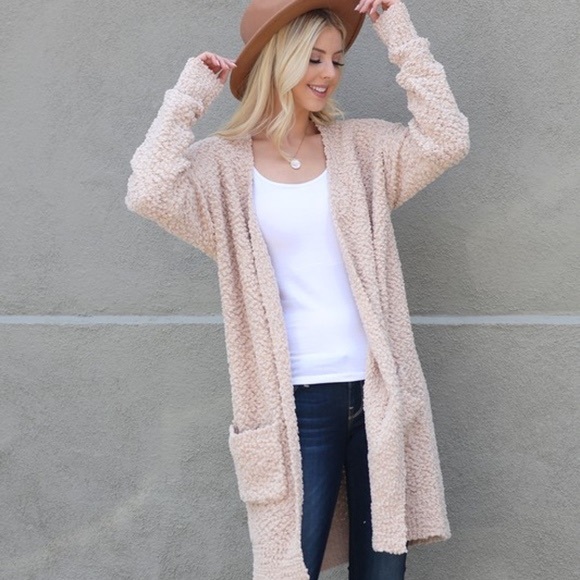 Silver Popcorn Long Chunky Cardigan - Picture 2 of 7